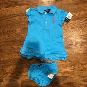 Ralph Lauren Baby Girls Ruffled Polo Dress Bloomer